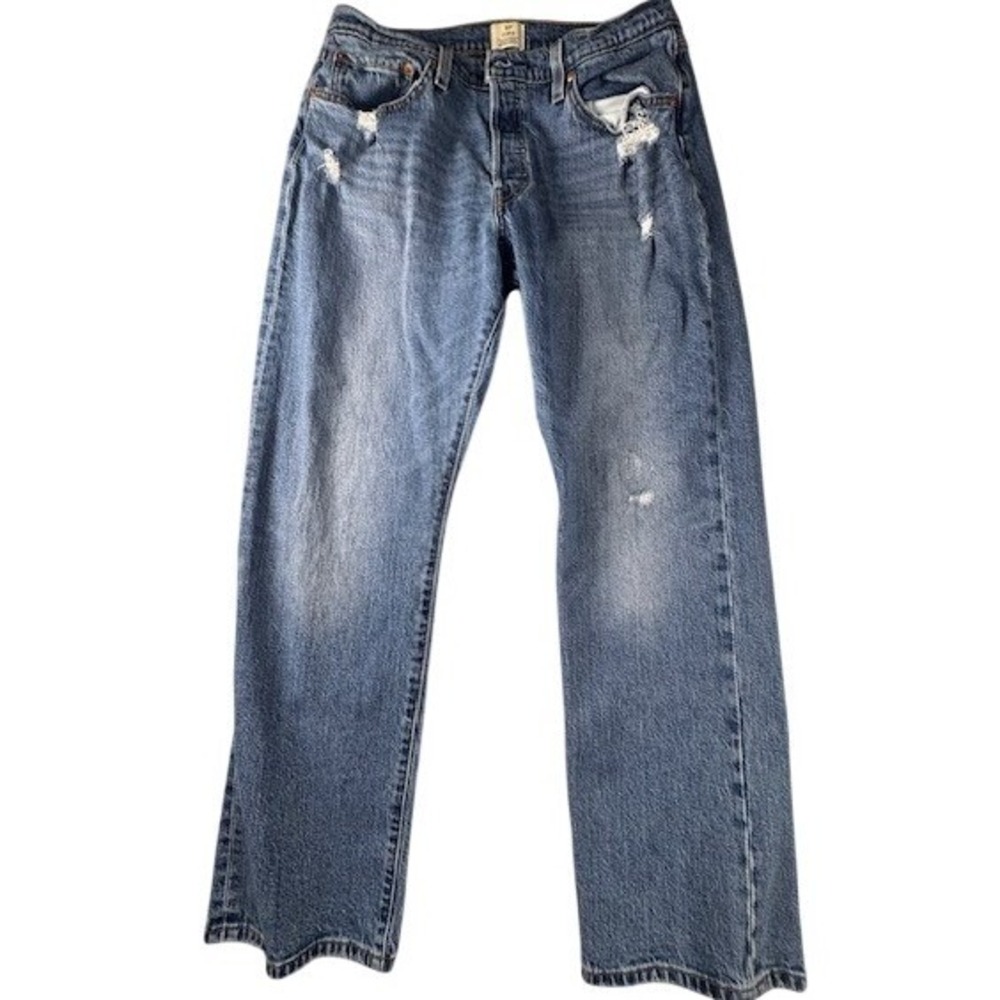 Levi's Jeans Women 31 501 Curve Premium Straight Leg Distressed Medium Wash